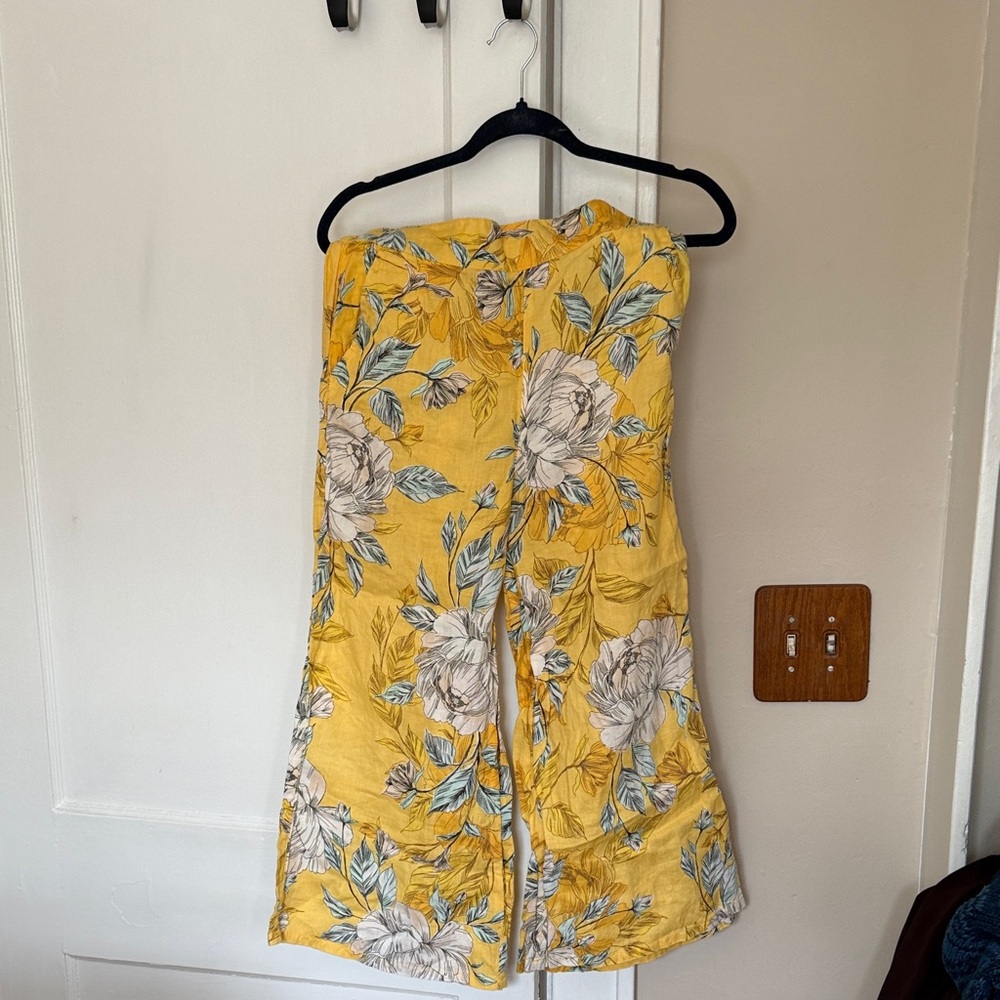 Nicole Miller Yellow Floral Wide Leg Jumpsuit